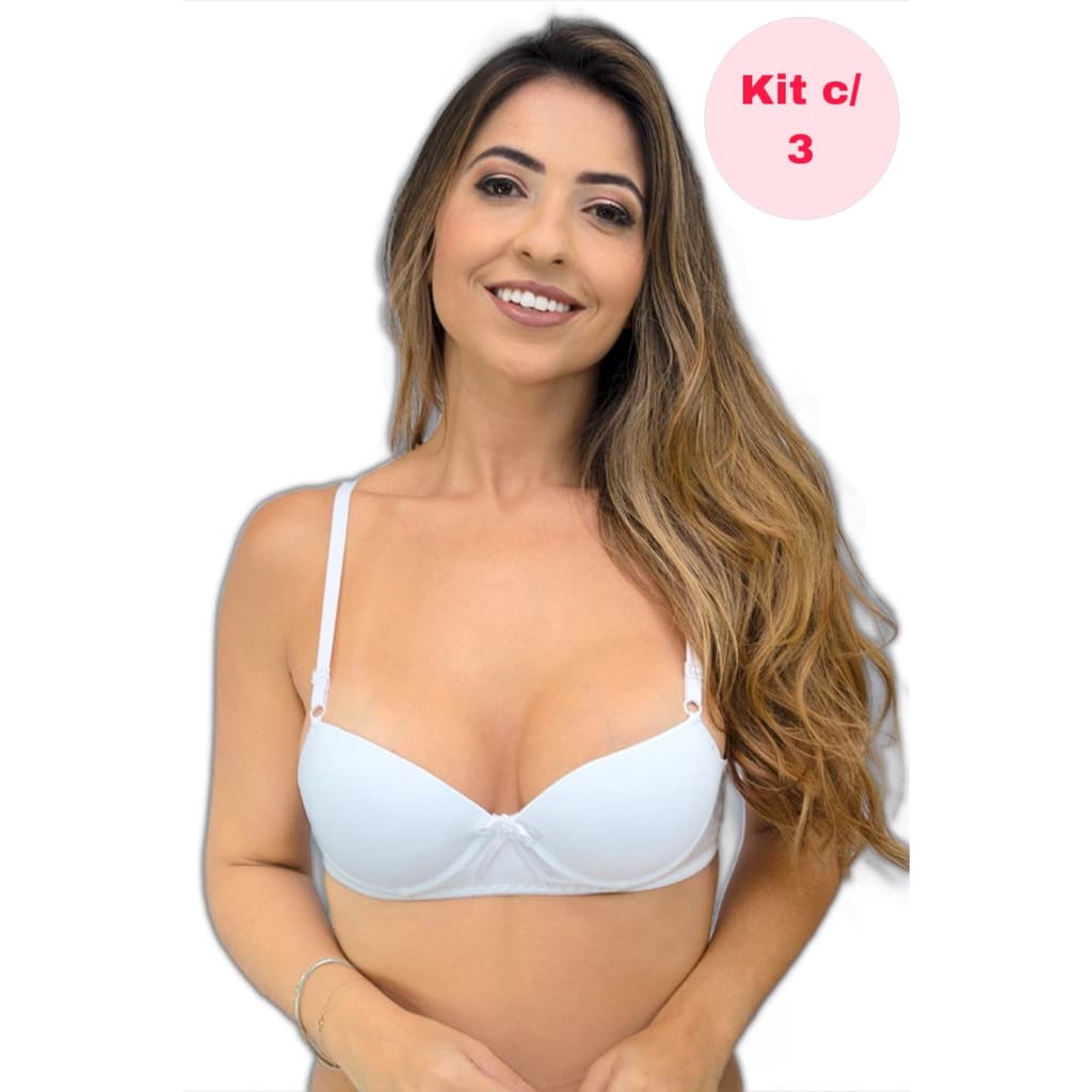 SUTIA KIT COM 3 Sutiã com Bojo - Modelo Tradicional - Boa Sustentação - Soutien - Sutia - Sutian 0211