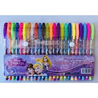 Canetas Em Gel Escolar Infantil Disney 24cores Coloridas