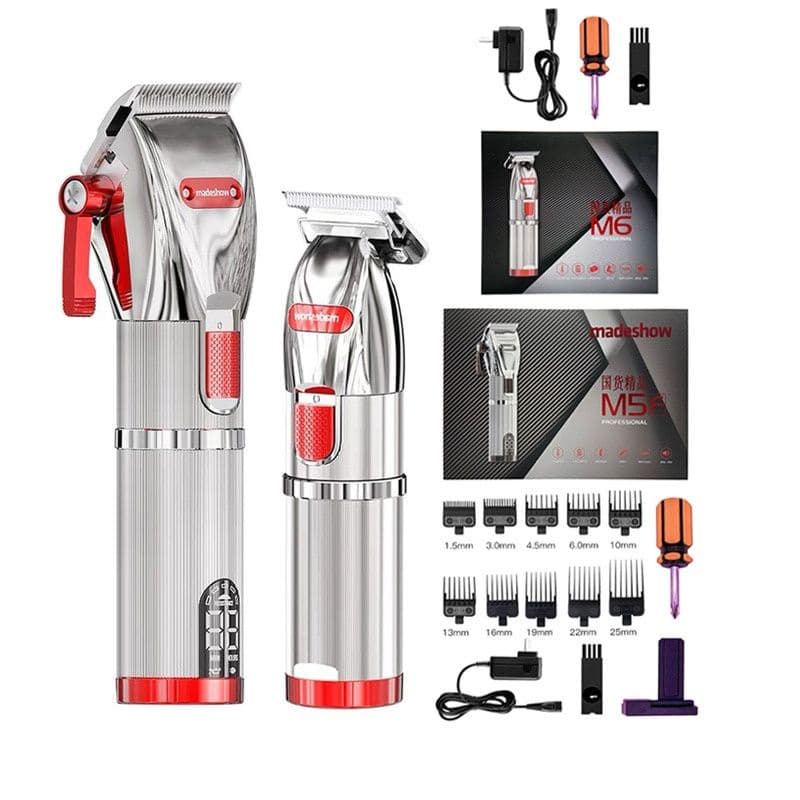 Kit Máquina De Cortar Cabelo Madeshow M5 + Máquina de Acabamento Madeshow M6 Original Profissional