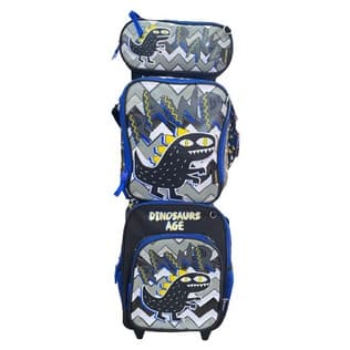 Kit Mochila Escolar Pequeno de rodinhas + lancheira térmica + estojo Infantil Dinossauro - CHENSON