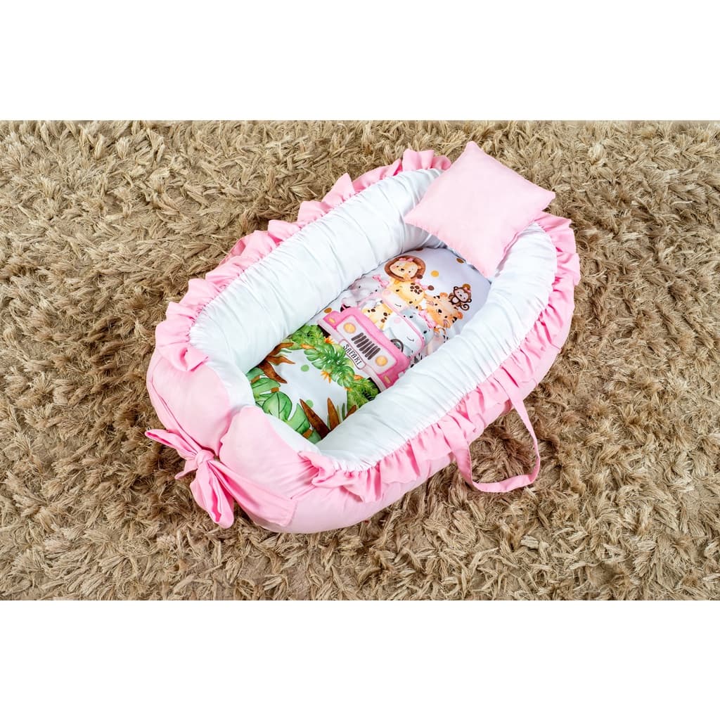Ninho Redutor Berço Safari Rosa Sublimado Menina 100% Poliéster