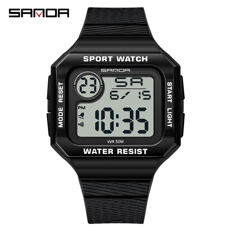 SANDA Quadrado Cronômetro De Tela Grande Moda Luxuoso Casual Impermeável Relógio Homem Presente 2129-9