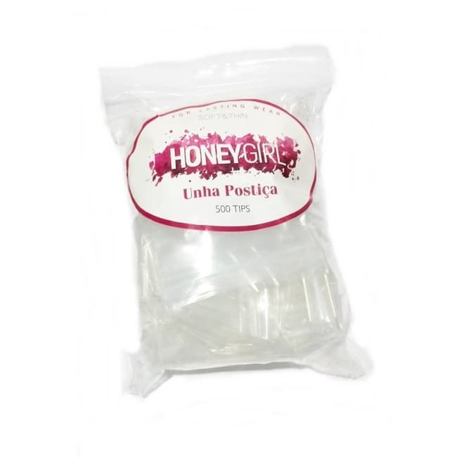 500 Tips Curvatura C Saco Honey Girl Unhas Acrigel Porcelana