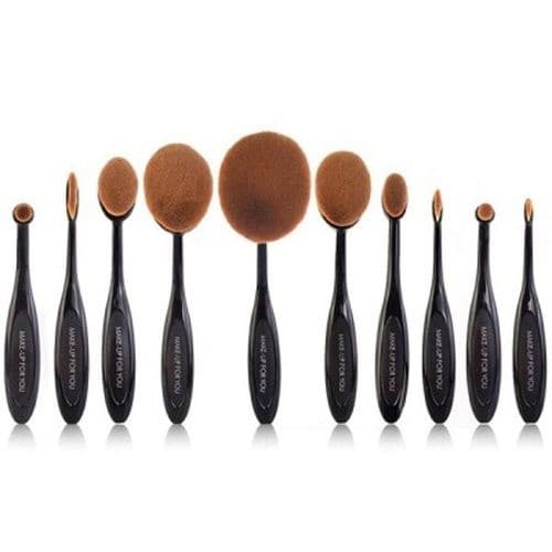 Kit Com 5 Pincéis De Maquiagem + 2 esponjas Suave Oval Pincel De Maquiagem Cosméticos Blush Pó Rosto Base Escova Lydia.