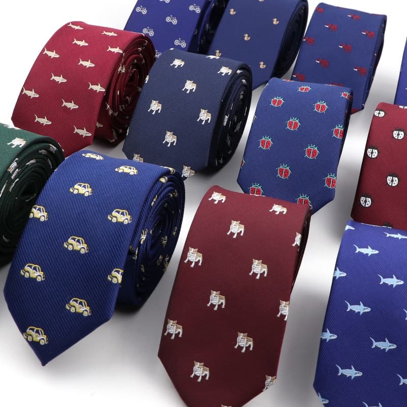 ZONFAZ Gravata de Seda Jacquard Slim 6CM, Casual Cartoon Cor Sólida, Acessórios para Casamento