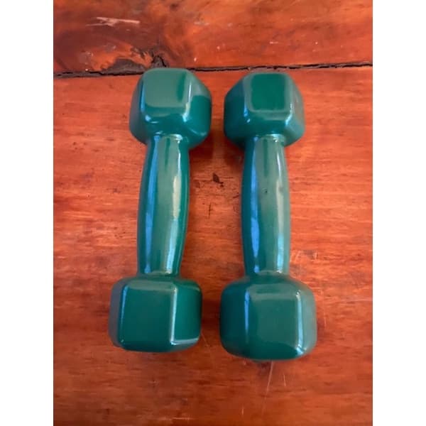 Par de halteres 1kg sextavado verde emborrachado (2kg total)
