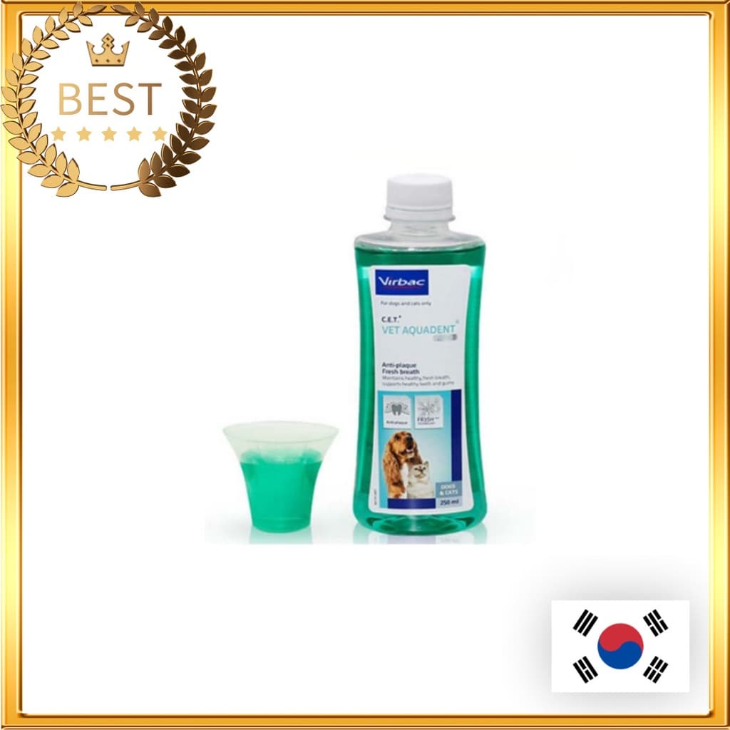[Virbac] Aquadent Drinking Toothpaste 250ml Para Cães Gatos Cachorro Pet/C.E.T . Solução Odontológica Vet FR3SH