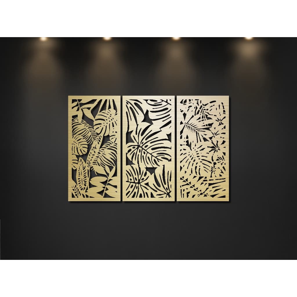 Conjunto 3 Quadro Folhagem Para Decoração Casa Enfeite