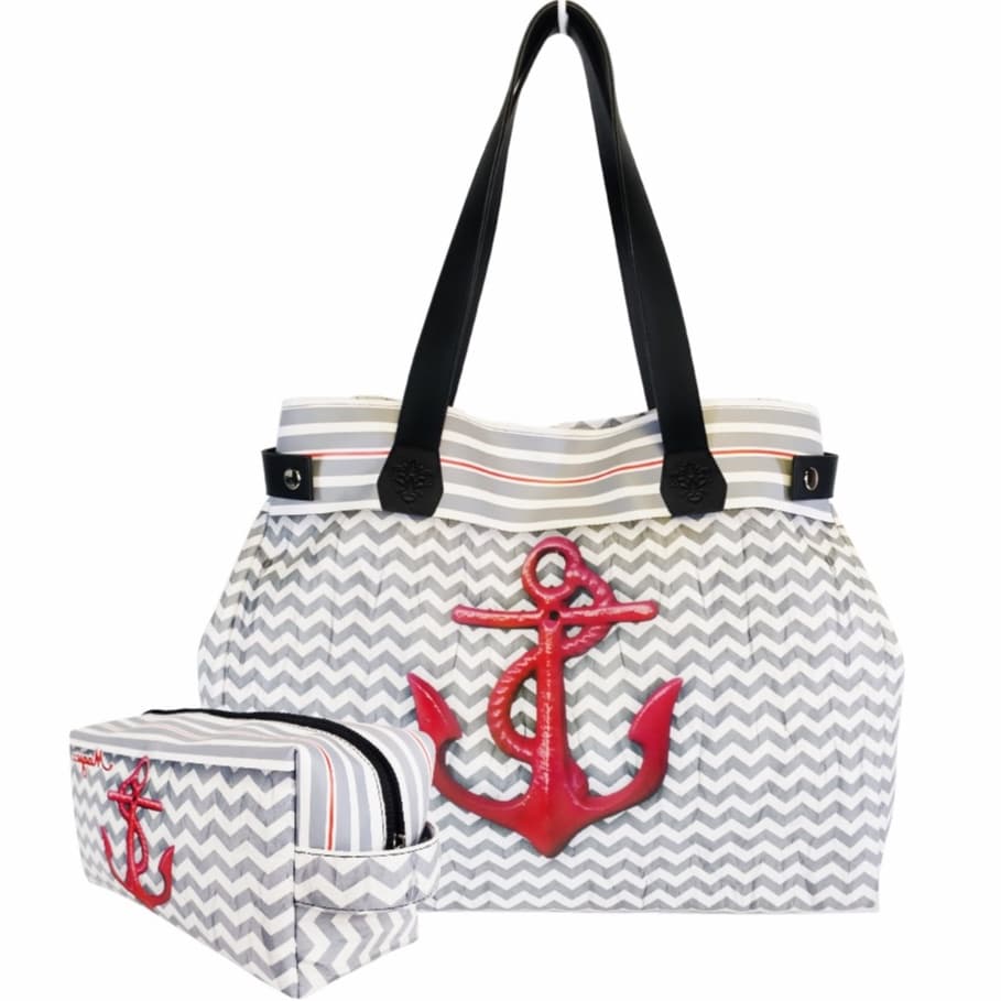 Bolsa Feminina Nécessaire Feminina Praia Grande Impermeavel Ancora Vermelha Magicc Bolsas BN-161