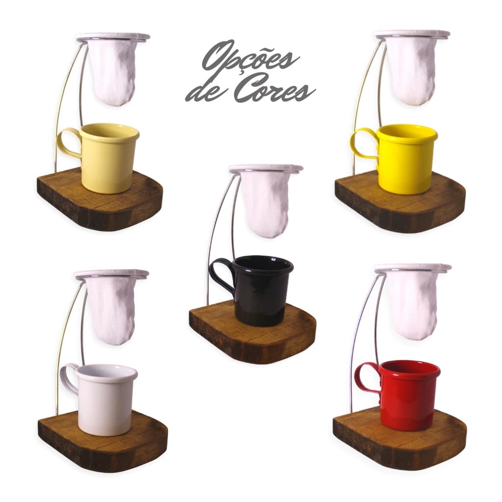 Mini Suporte Porta Coador Café De Madeira Rústica C/ Caneca