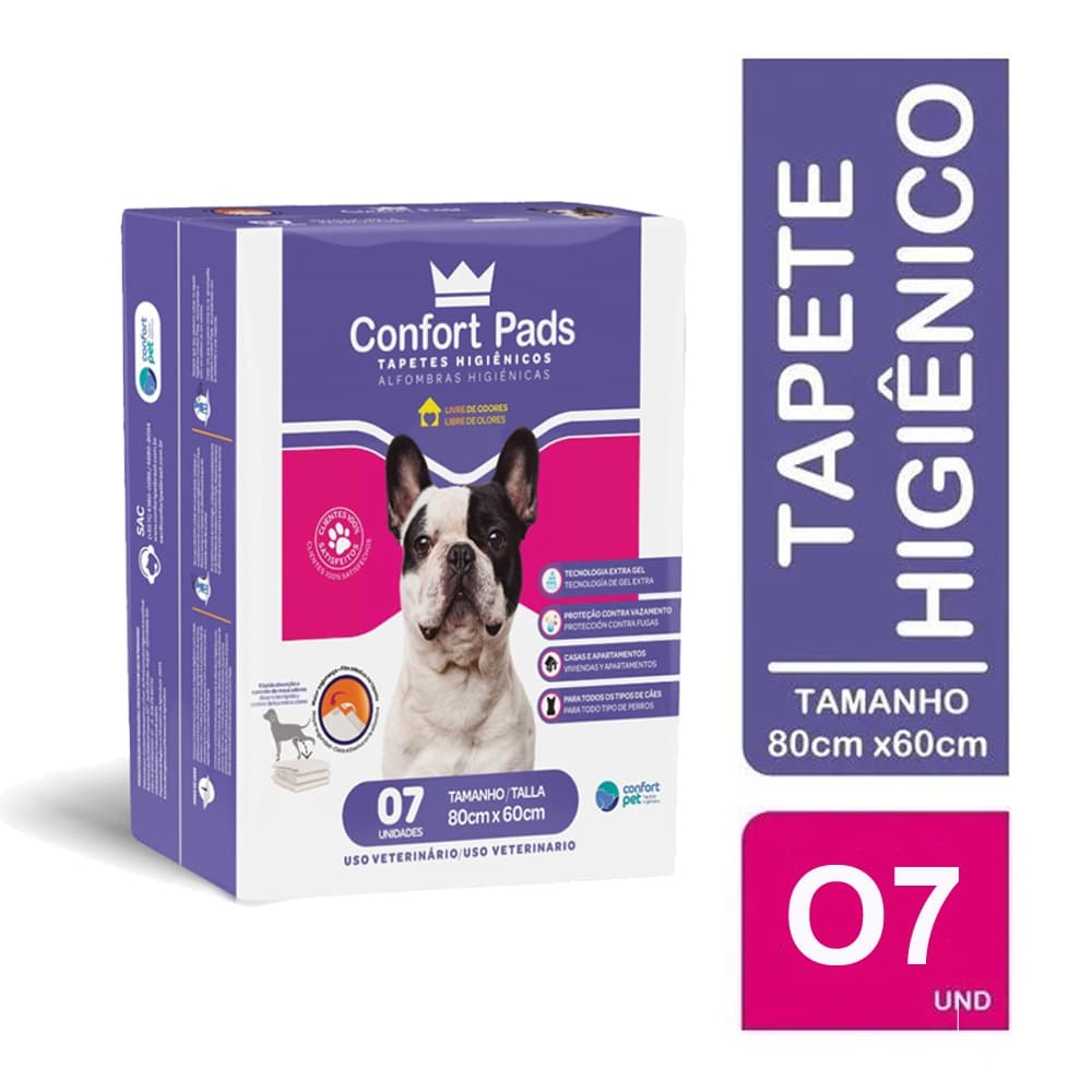 Tapete Higiênico Confort Pads 07 Unid Fralda Pet Cão