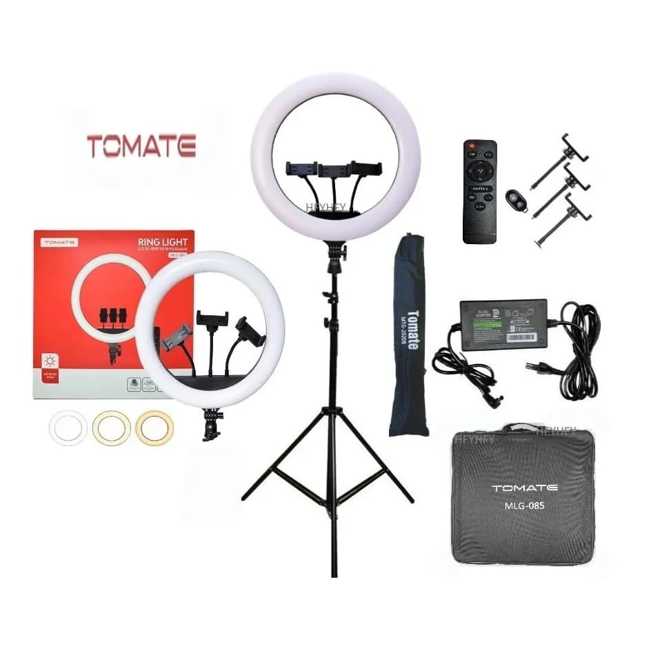 Ring Light Tomate Original Rl18 Reclinavel 18 Poregadas com controle tripe e bolsa