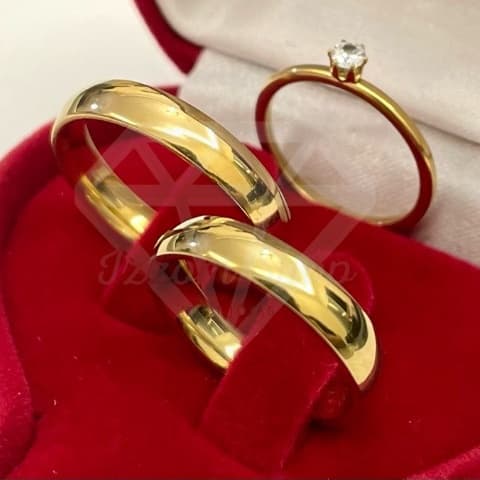 Par De Aliança De Moeda Antiga Redonda Banhada A Ouro 18K