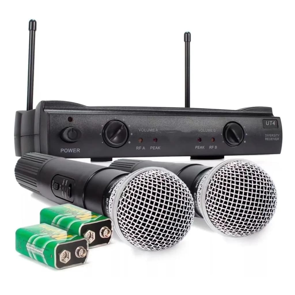2 Microfones Profissional  Sem Fio + 2 Baterias e cabo P10 Grátis