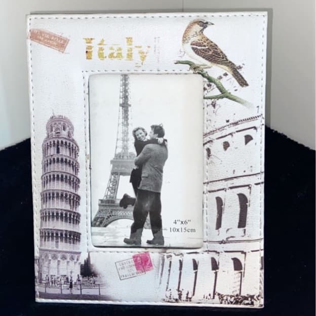 Porta Retrato De Couro Italia ITALY e Nova York NEW YORK 10x15 ou 15x20   O17