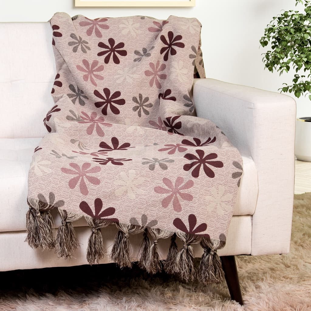 Manta Para Sofá Retrátil 1,40x1,80 Alta Qualidade Premium Jaccard Floral Vinho