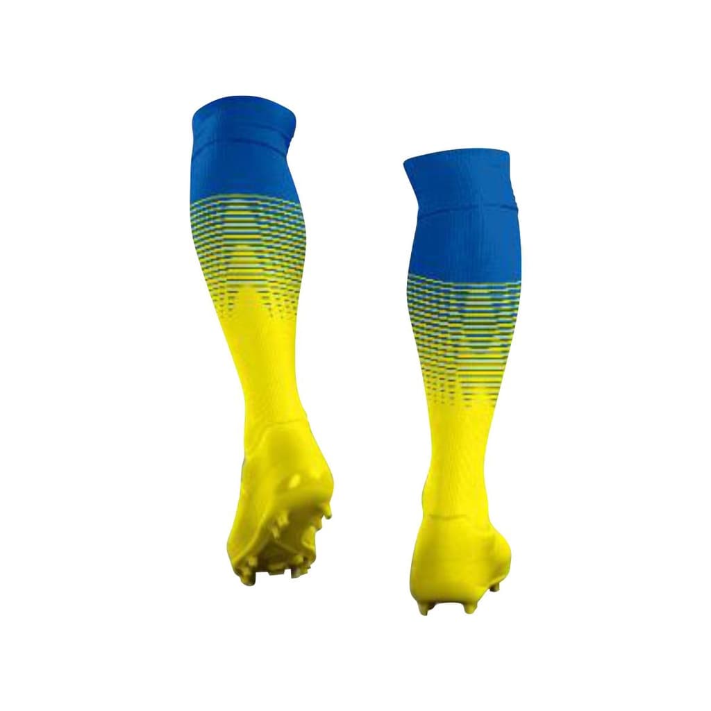 Kit 30 Pares Meião Futebol Degrade Azul Royal C/ Amarelo adulto 38-43