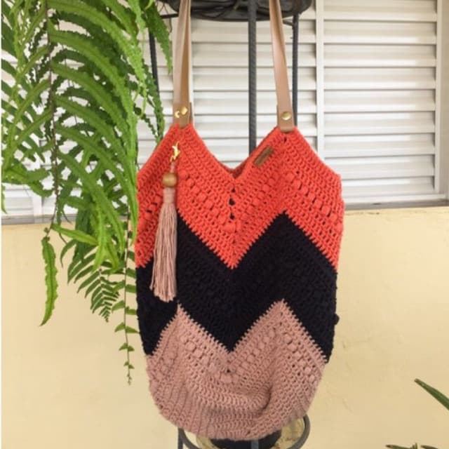 Bolsa de praia / Bolsa de praia de crochê / Bolsa de praia colorida / Bolsa grande de crochê /