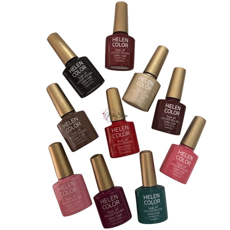 kit Esmaltes em Gel Helen Color 10 cores Led Uv