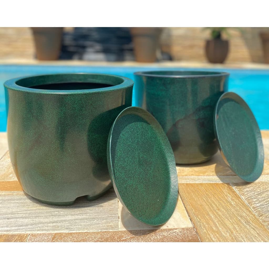 Kit com 2 vasos para planta bojo liso moderno N1