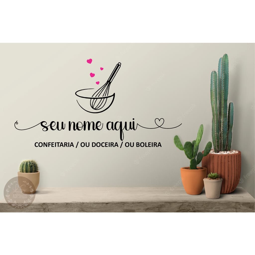 Adesivo de Parede Vidro Decorativo Confeitaria Boleira Doceira Cozinha