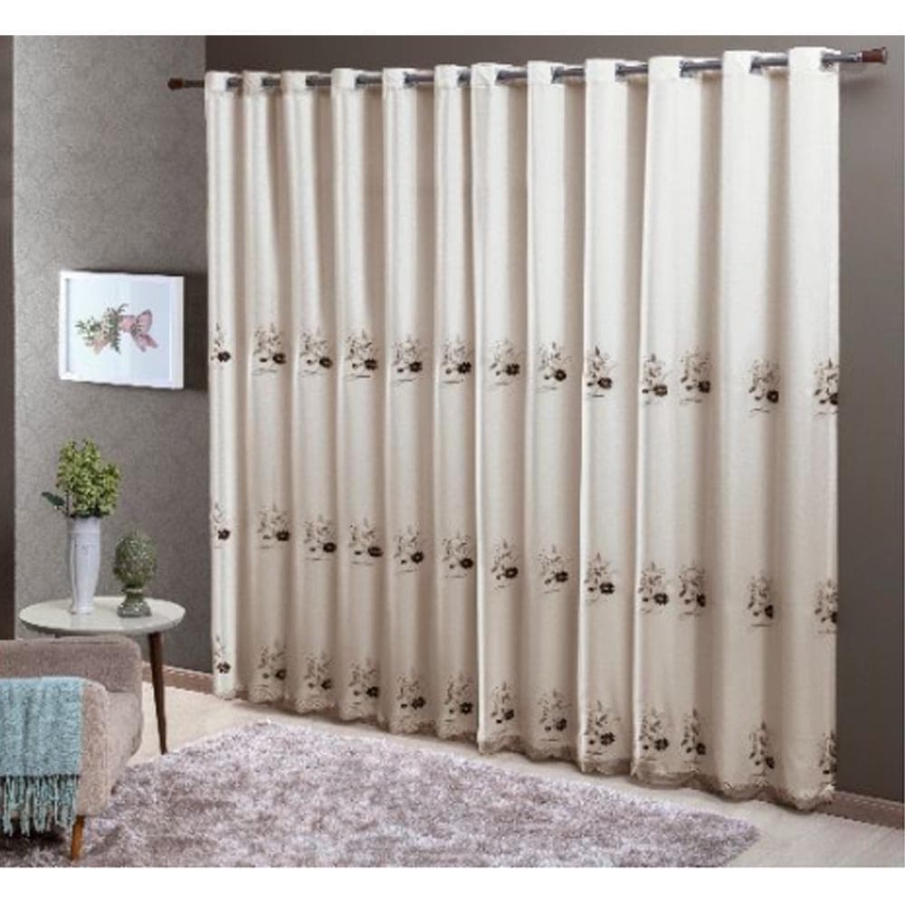 Cortina Dupla Doha Chocolate 24 Ilhoses 300x250cm Casa D'oro - Sultan