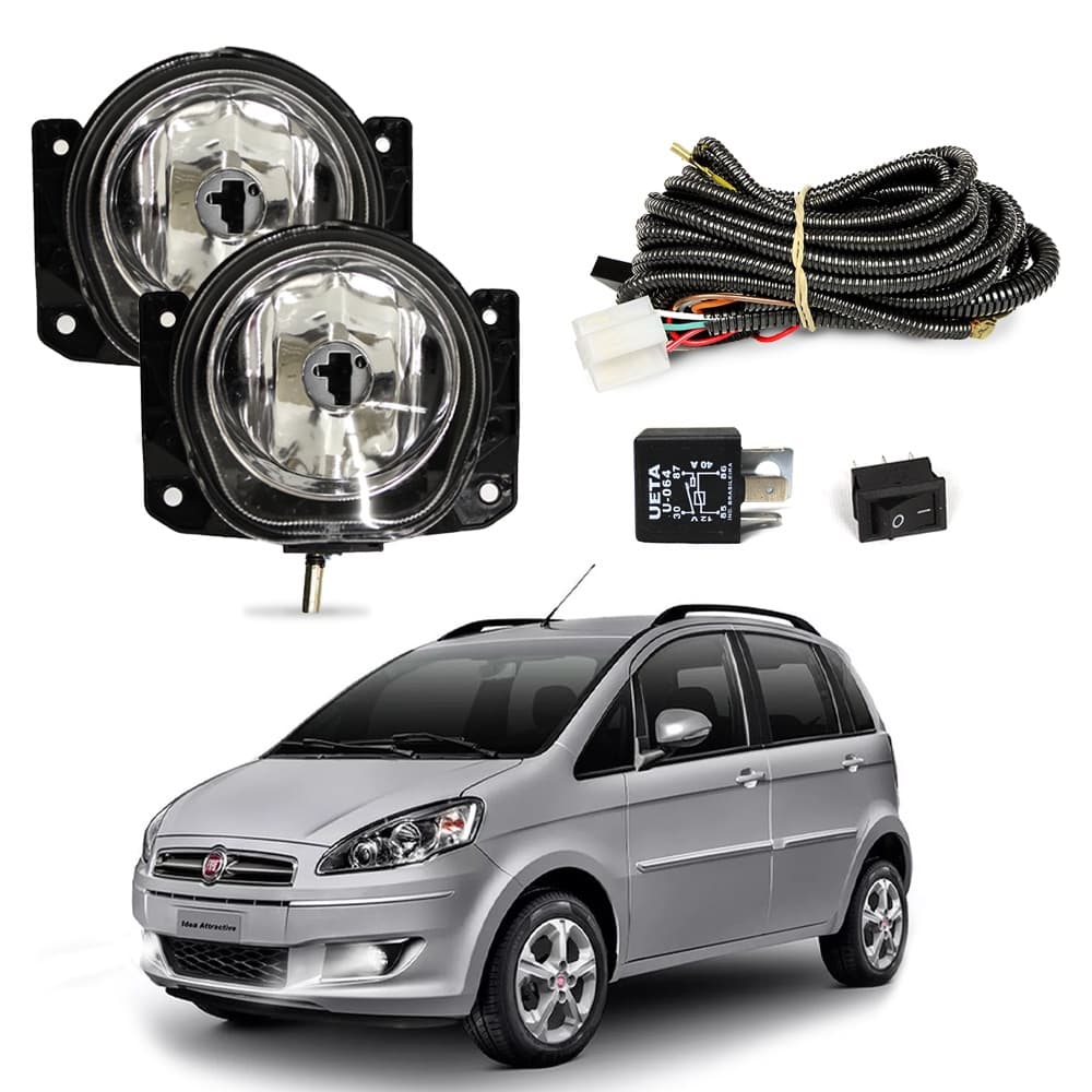 Kit Farol de Milha Idea 2006 a 2016 Farol Auxiliar de Carro Lente de Vidro Neblina Automotivo