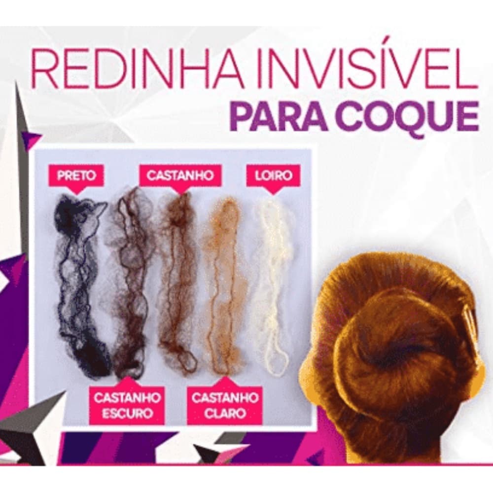 Redinha De Cabelo Invisível Para Coque em Nylon Preto 100 UN