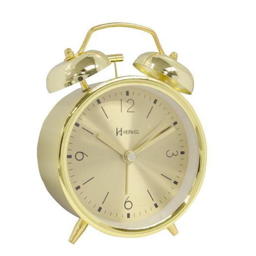 Despertador de Mesa Base Metalizado Dourado Herweg 2720 029