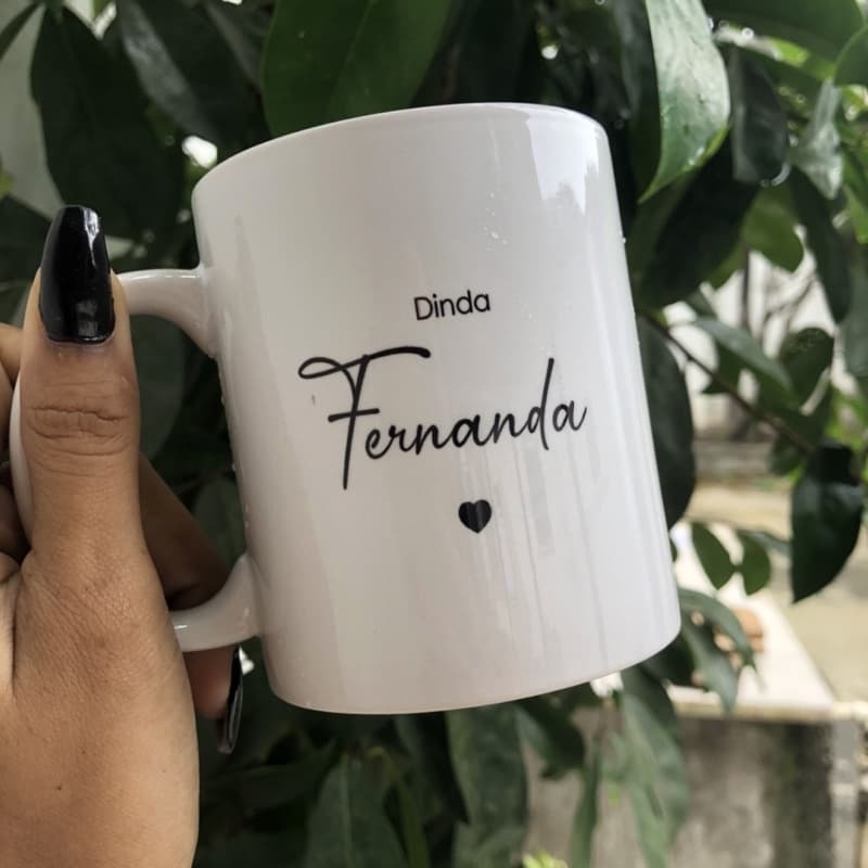 Caneca para Batizado Dinda ou Dindo Personalizada Anjinho Minimalista c/ Nome para Padrinhos 325ml