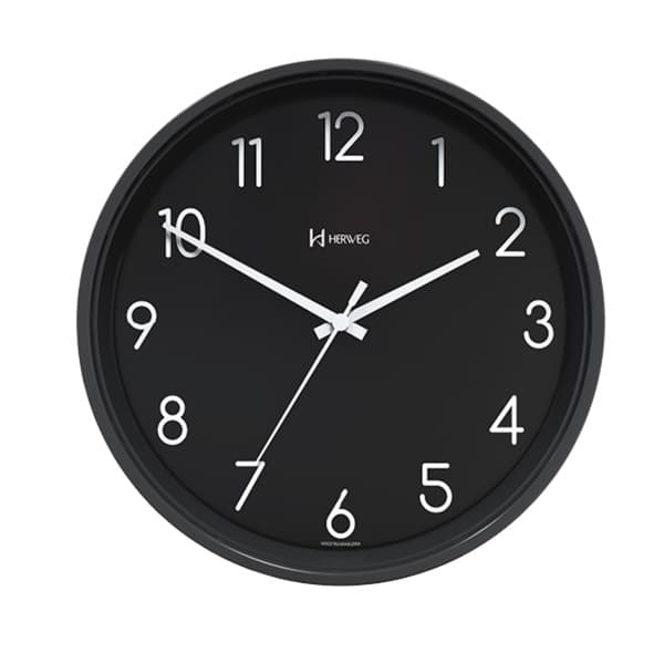 Relógio Preto de Parede Herweg Moderno Sala Quarto - 660103