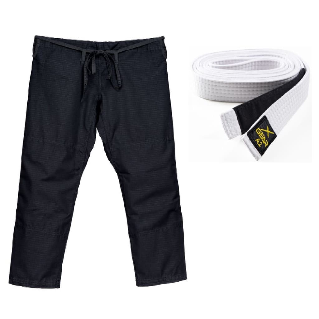 CALÇA DE KIMONO JIU JITSU Preta - XGear + Faixa Branca
