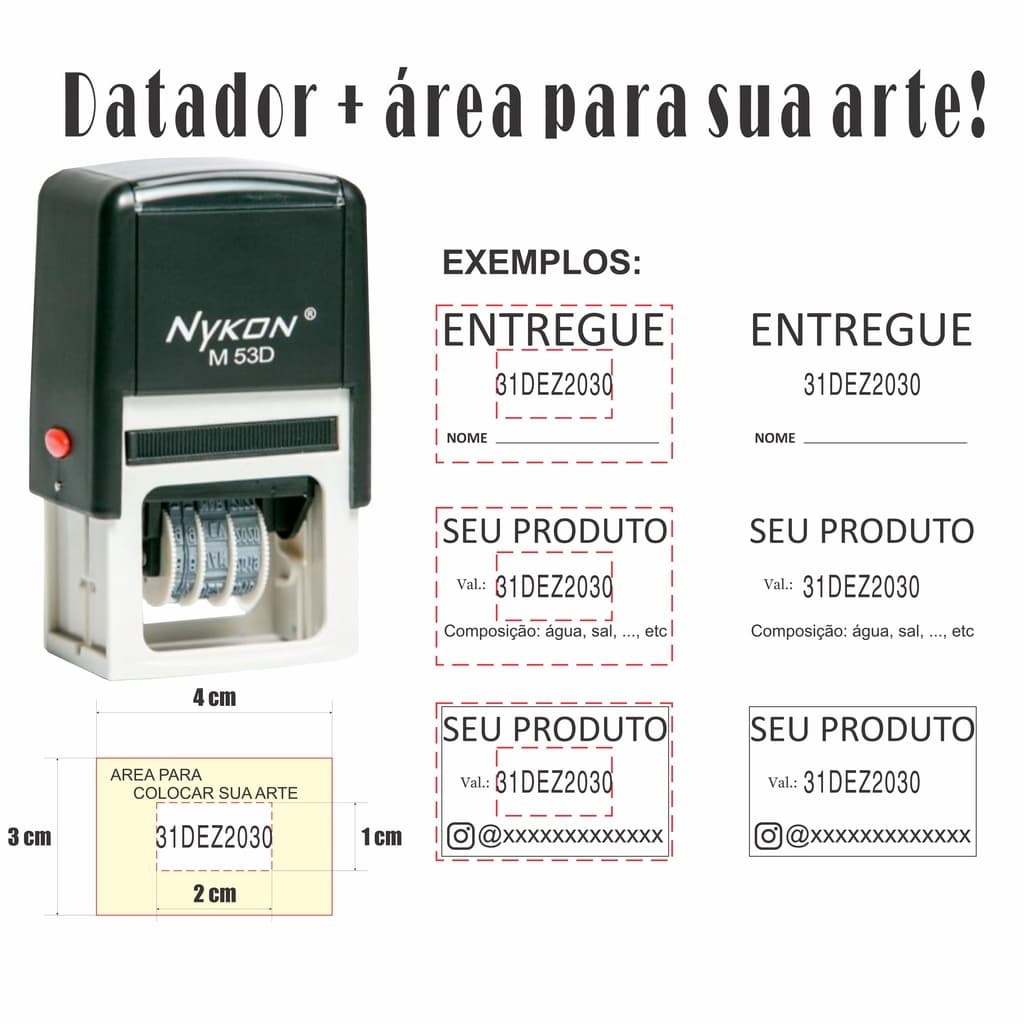 Carimbo Automático Datador Nykon M53D.