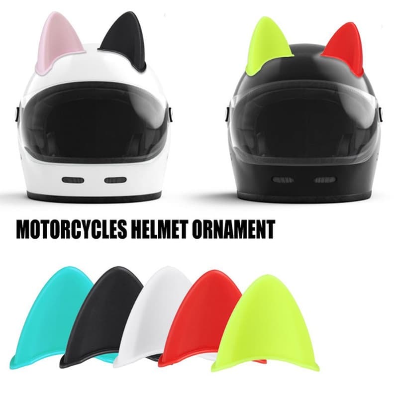Capacete De Motocicleta Orelhas De Gato Bonito Decoração Estilo Carro Elétrico Motocross Adesivos Condução Elegante Univ