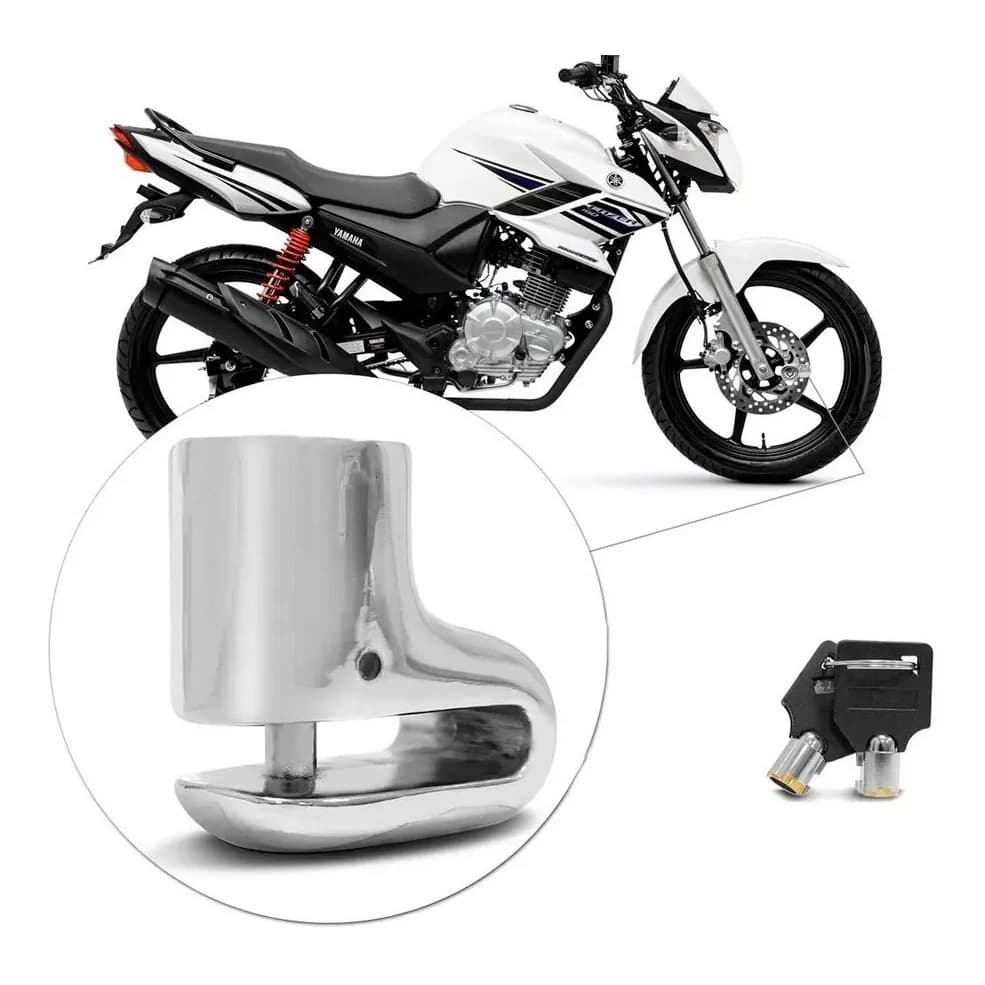 Mini Trava Disco Freio Moto Anti Furto Pino Cromado Cadeado