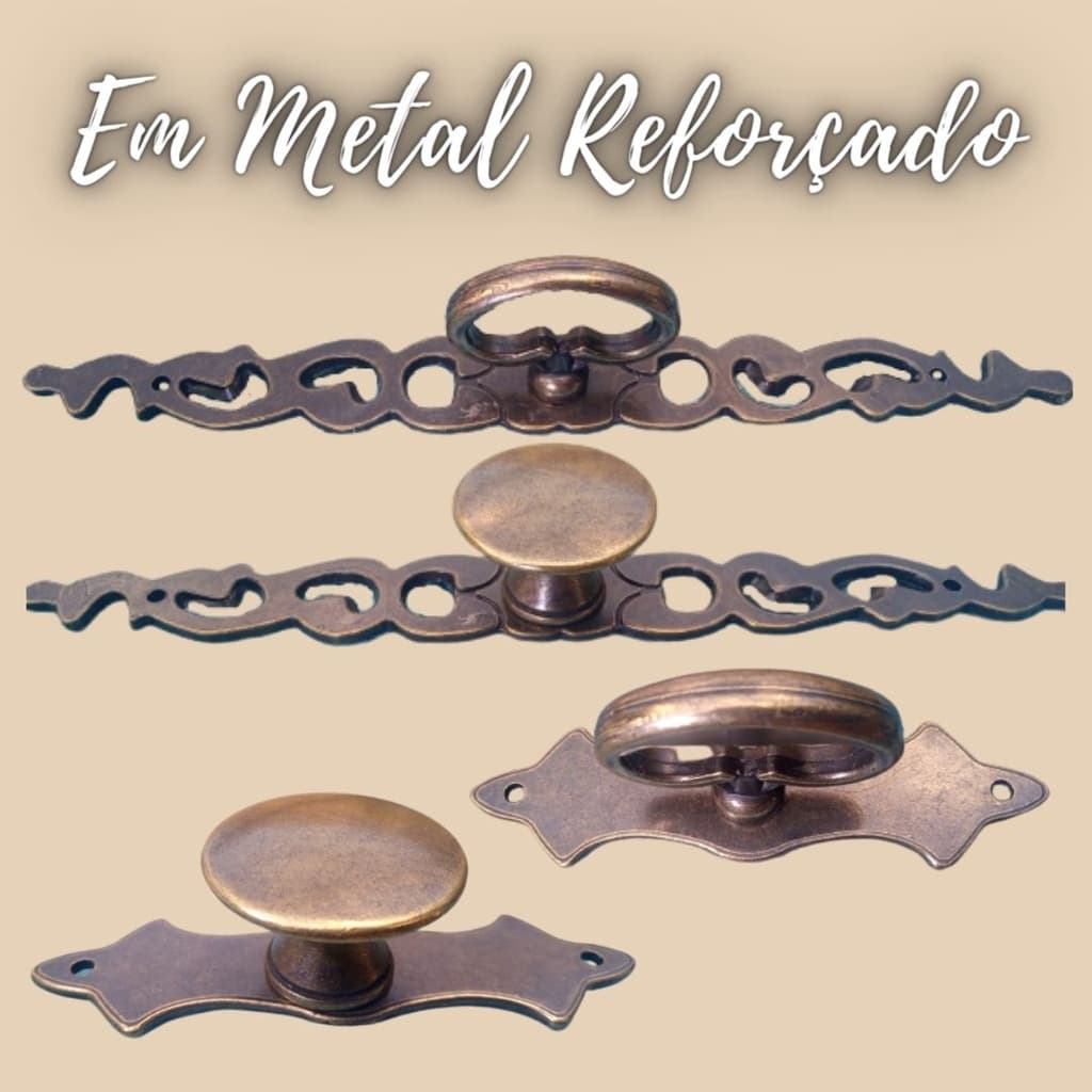 Puxador colonial rustico ouro velho guarda roupa porta armário cômoda
