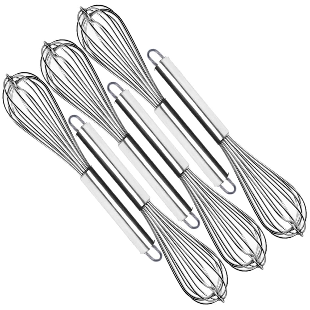 Kit 6 Batedor Ovo Fuet Profissional Inox 35cm Reforçado Bolo