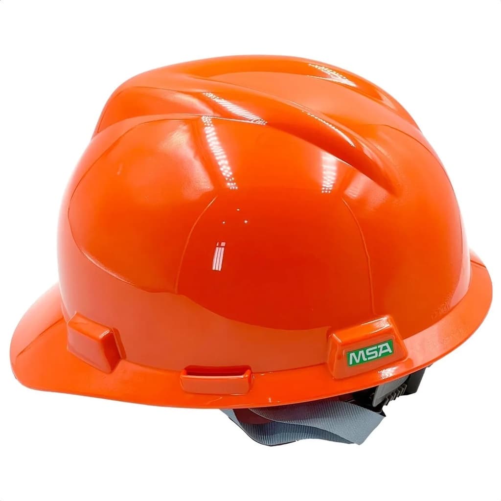 Capacete Msa Vgard Carneira Push Key com jugular Obra Altura Cor Laranja