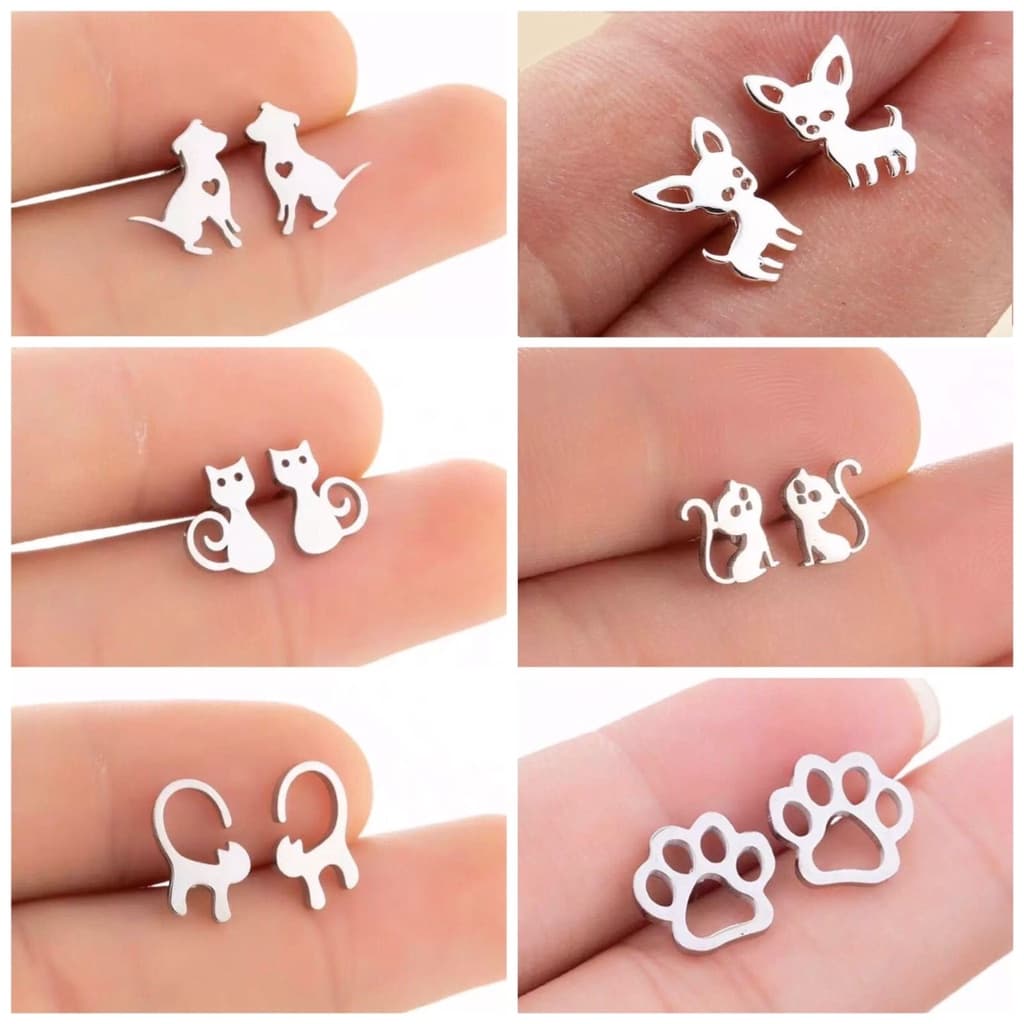 Brinco Coleção Pets Gatinho Cachorro Patinha Borboleta Passarinho (par)