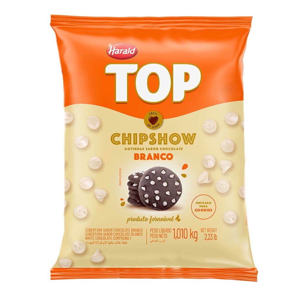 Chocolate Branco Forneável Gotas Chipshow 1.05kg Harald