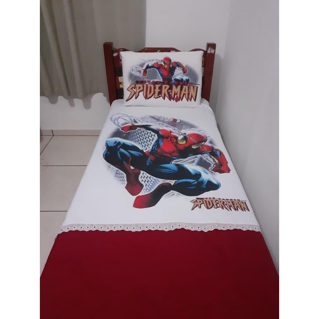 Kit Com 3peças Colcha Solteiro Personagens 1 Colcha +1 Porta Travesseiro + 1 Travesseiro