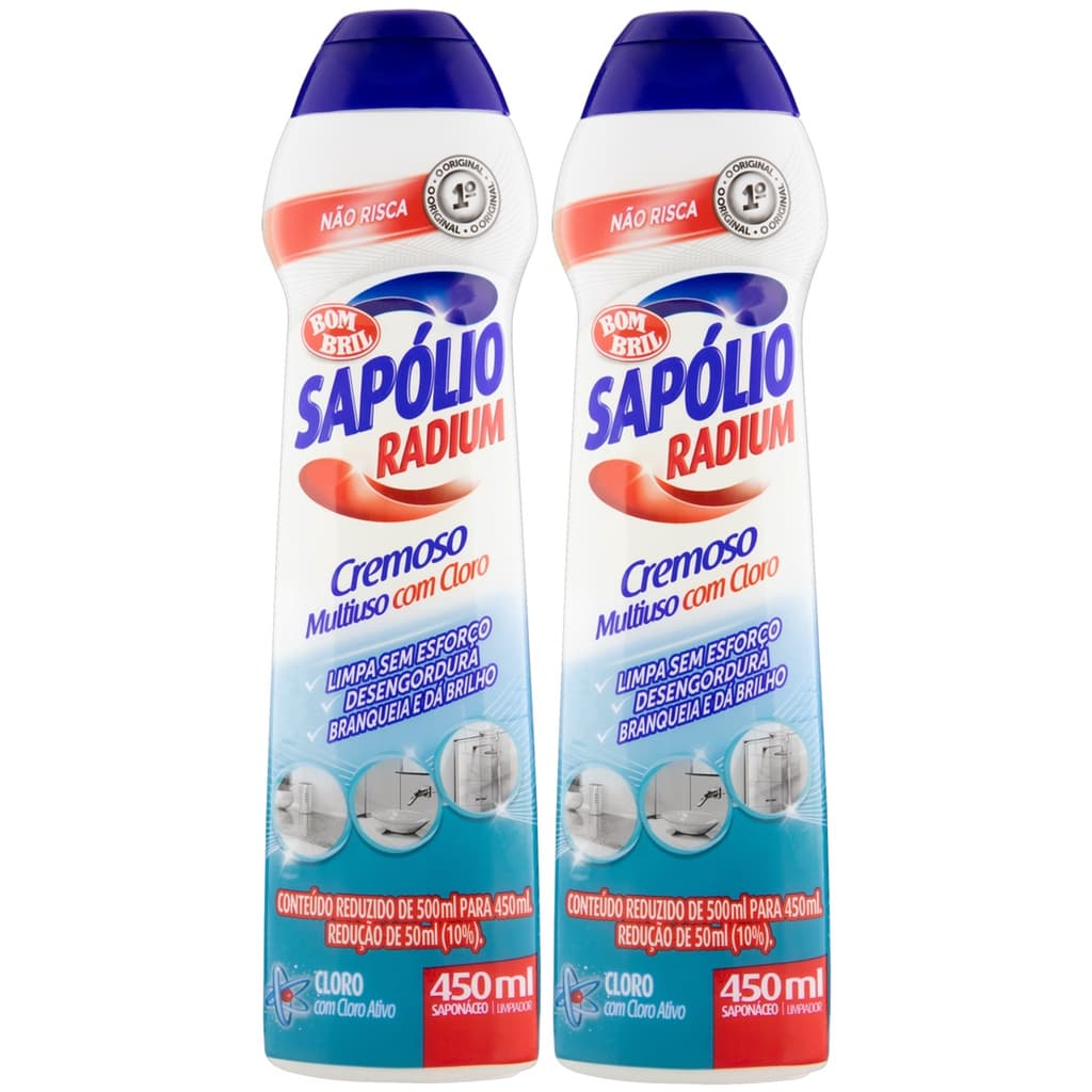 Kit 2 Sapólio Radium Saponáceo Cremoso Com Cloro 450ml