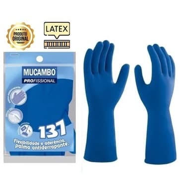 Luva Látex Mapa Multiuso Mucambo Pro 137 Azul Anatômica e Antiaderente