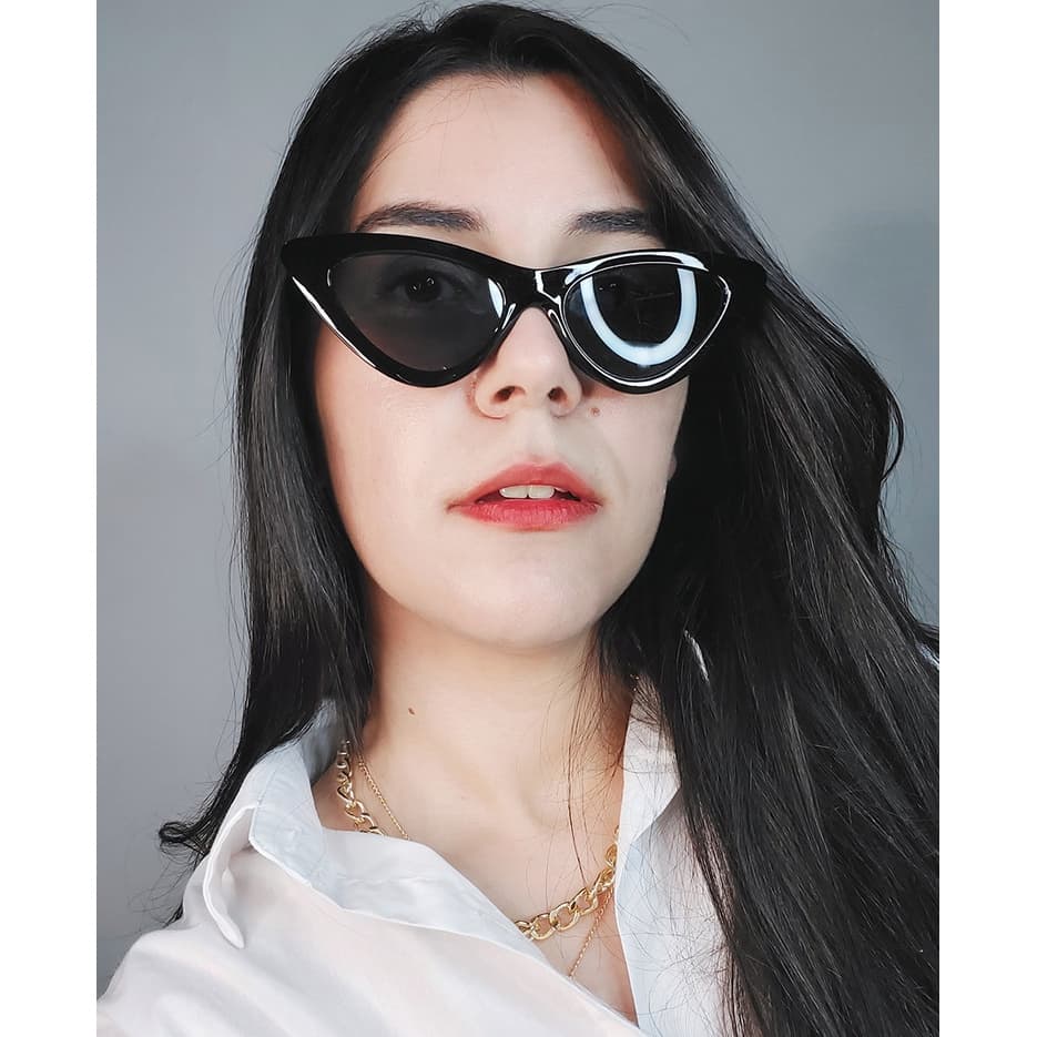 Óculos de Sol Cat Eye Preto Gatinho Retro Vintage Black Tiktok UV400