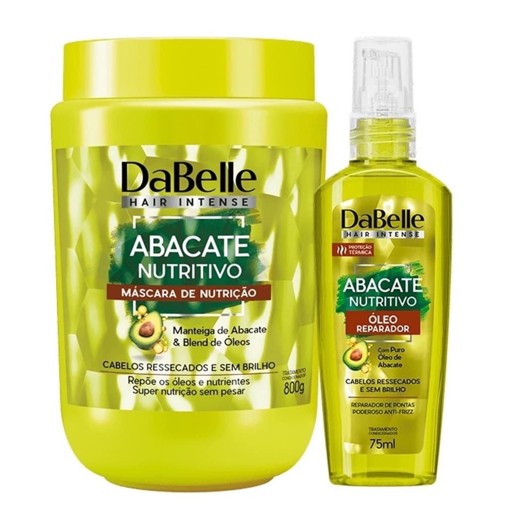 Kit DaBelle Abacate Nutritivo Máscara 800g + Óleo Reparador 75ml