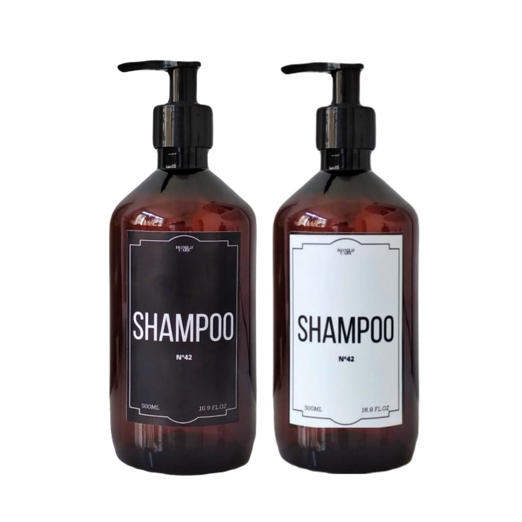Kit 2 Frascos Âmbar para Shampoo Preto e Branco