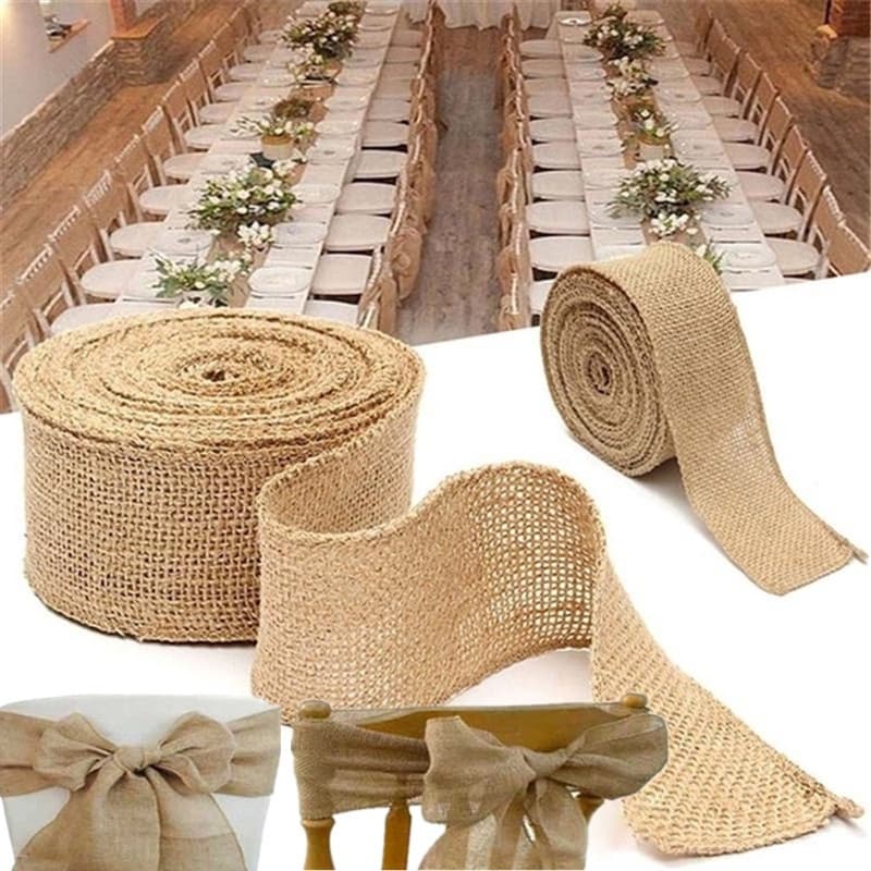 Rolo De 5m Fita Rústica Juta Burlap Rustic Hessian De Casamento Decoração/DIY material Artesanal/Cânhamo Natural Para Em Festa De Natal