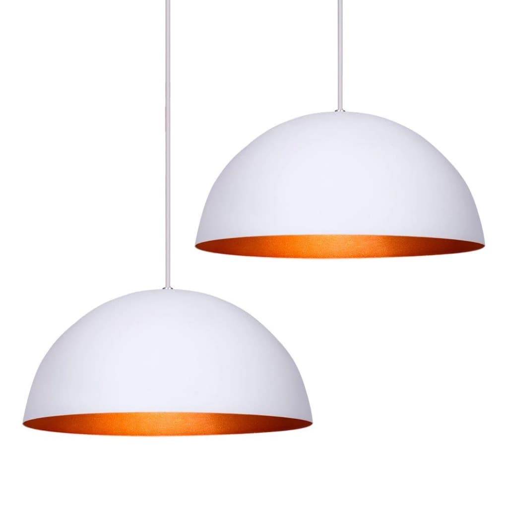 Kit com 2 Luminárias De Alumínio Meia Lua 30CM (Branco e Cobre) Pendentes Decorativos sala/varanda/salão