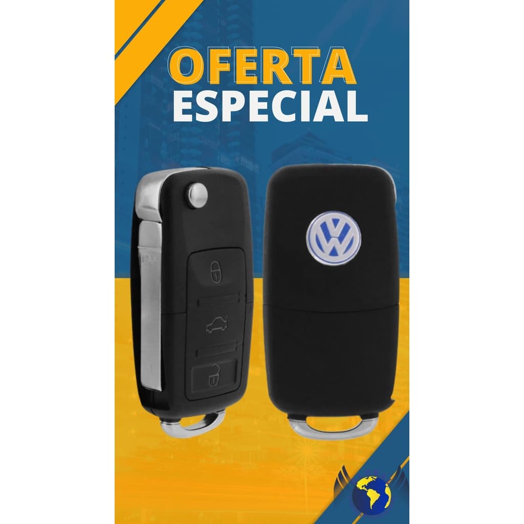 Chave Canivete Oco Volkswagen G5 (2008 a 2012) Fox Gol Saveiro Polo SpaceFox Up Jetta 3 Botões