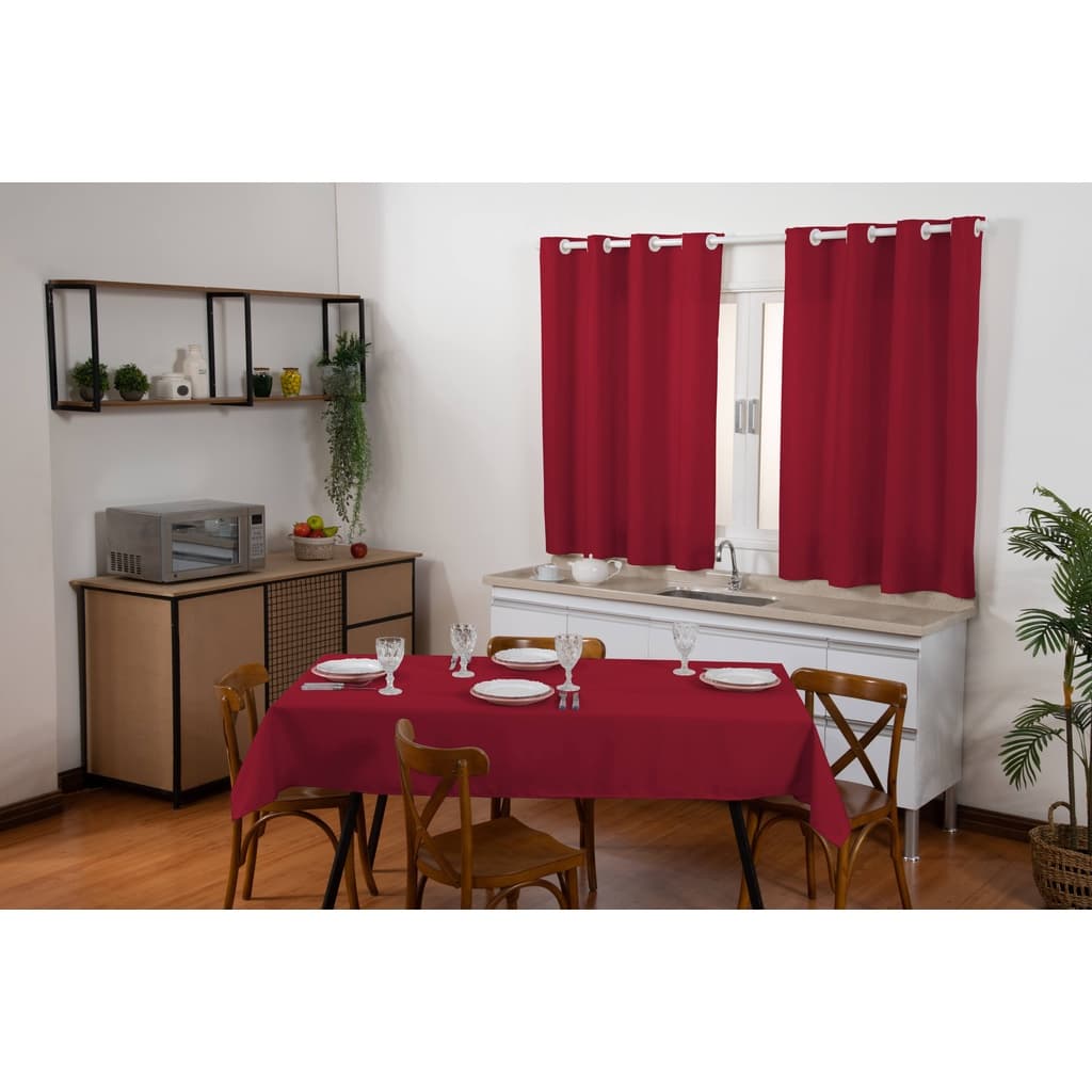 Jogo Toalha de Mesa 6 Cadeiras e Cortina Cozinha
